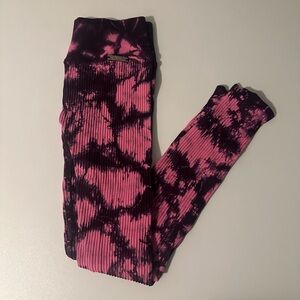 Bombshell sportswear ribbed seamless pink tie dye  leggings